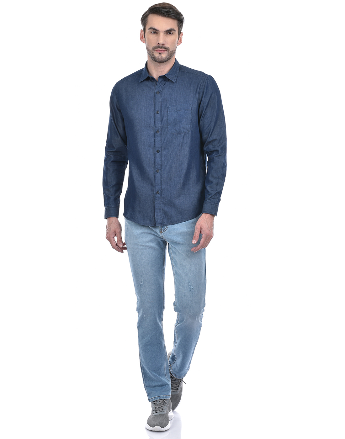 Numero Uno Men Solid Blue Shirt